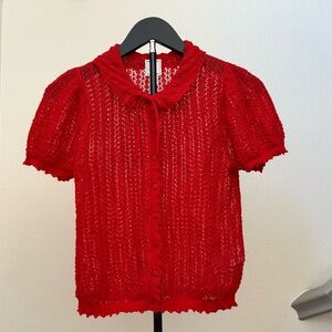 GAP X Doen Red Button Down Knit Top XS